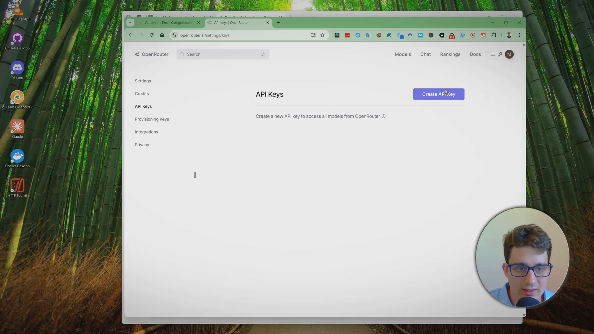 OpenRouter API keys screen