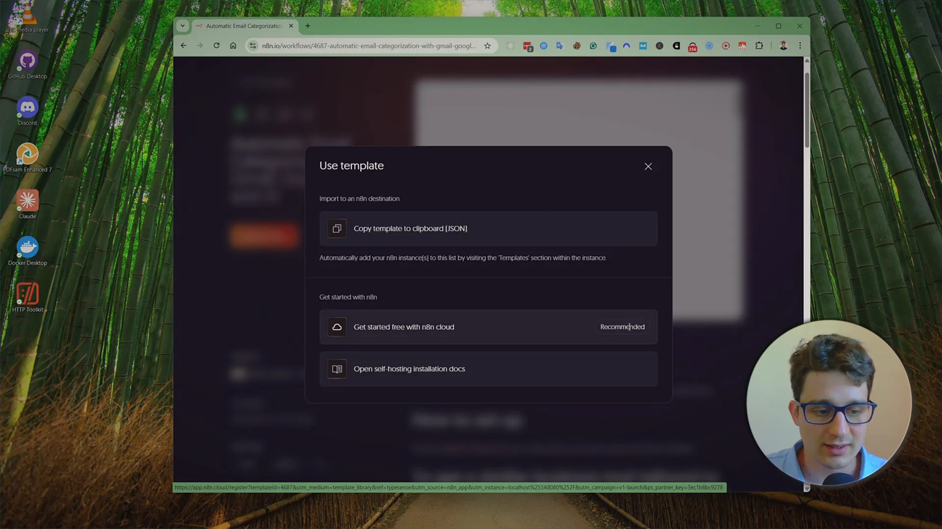 n8n workflow template screen