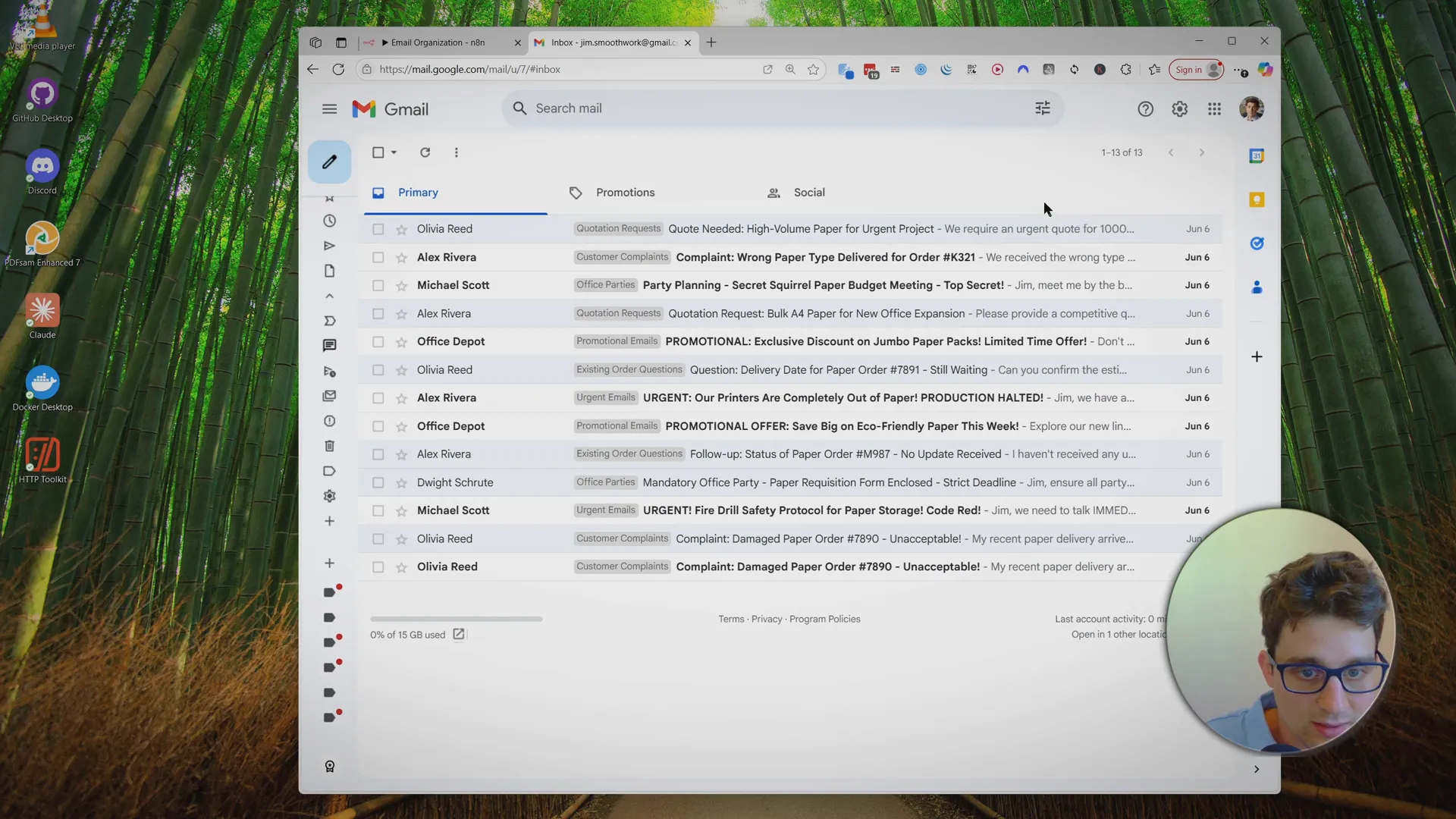Inbox with AI-generated labels