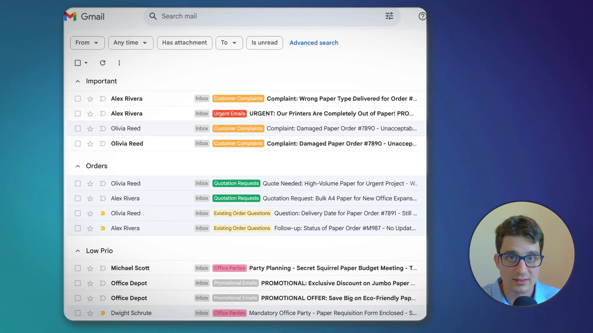 Gmail with multiple inboxes feature enabled