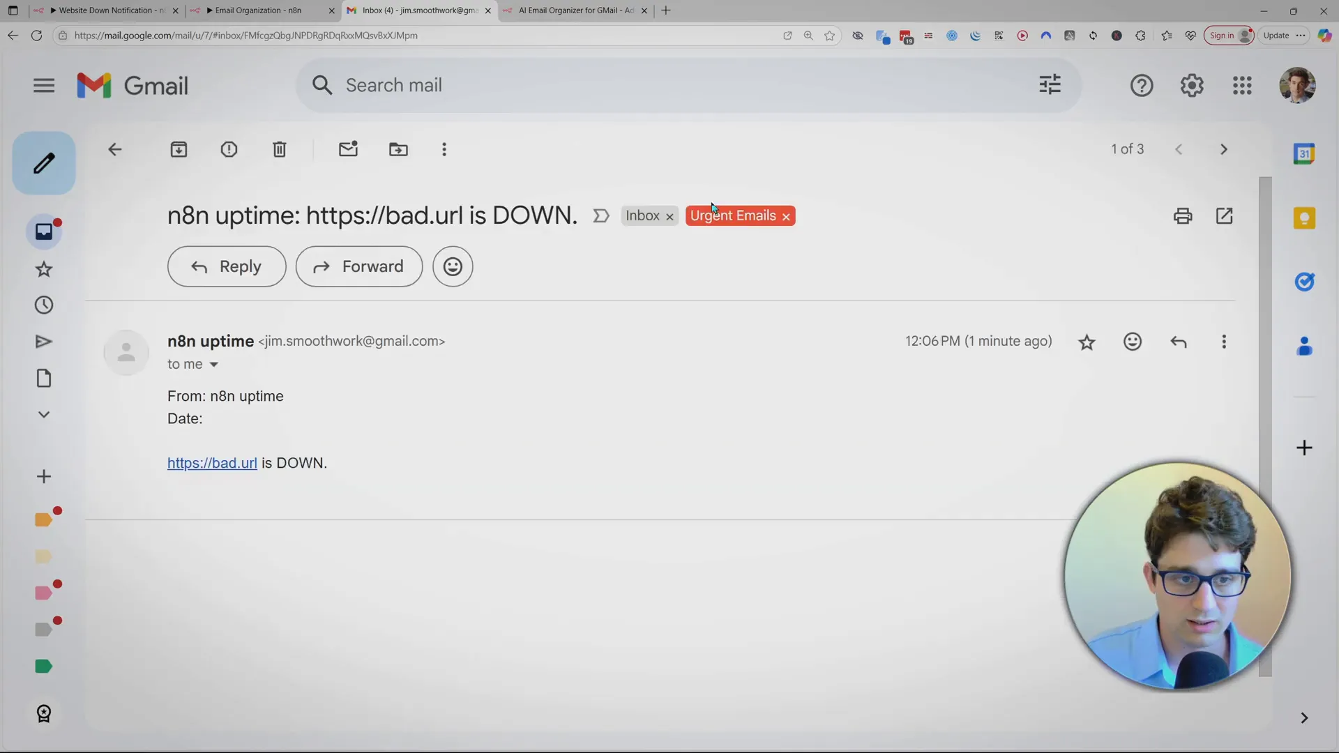 email notifications for website downtime